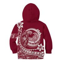 Polynesian Plumeria Kid Hoodie Ride The Waves - Burgundy LT7 - Polynesian Pride
