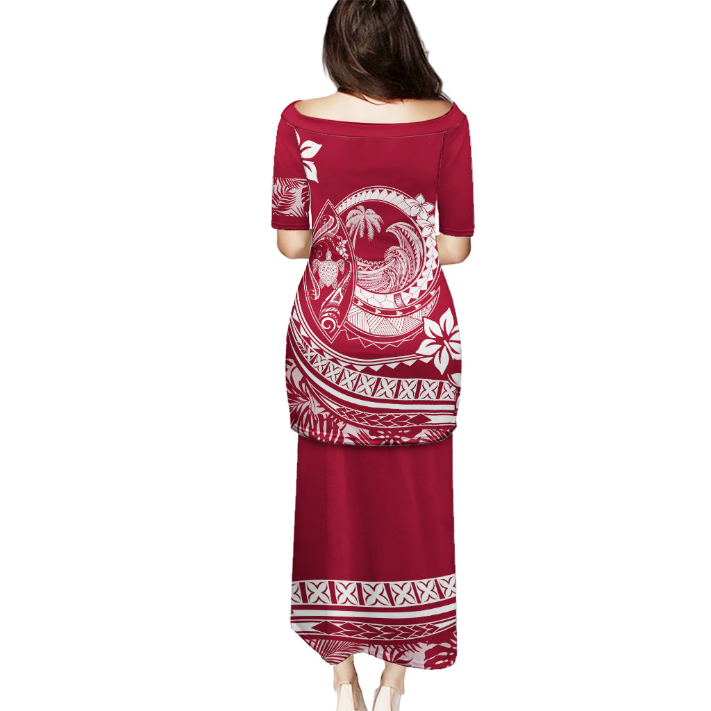 Polynesian Plumeria Puletasi Ride The Waves - Burgundy LT7 - Polynesian Pride