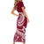 Polynesian Plumeria Short Sleeve Bodycon Dress Ride The Waves - Burgundy LT7 - Polynesian Pride