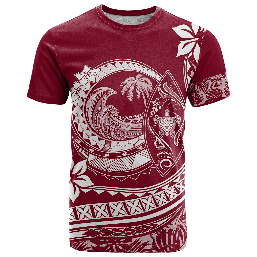 Polynesian Plumeria T Shirt Ride The Waves Burgundy LT7 Burgundy - Polynesian Pride