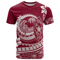 Polynesian Plumeria T Shirt Ride The Waves Burgundy LT7 Burgundy - Polynesian Pride