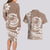 Polynesian Plumeria Couples Matching Long Sleeve Bodycon Dress and Hawaiian Shirt Ride The Waves - Beige LT7 - Polynesian Pride