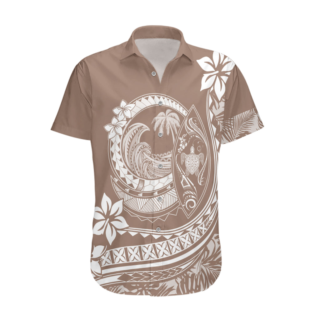 Polynesian Plumeria Hawaiian Shirt Ride The Waves - Beige LT7 Beige - Polynesian Pride