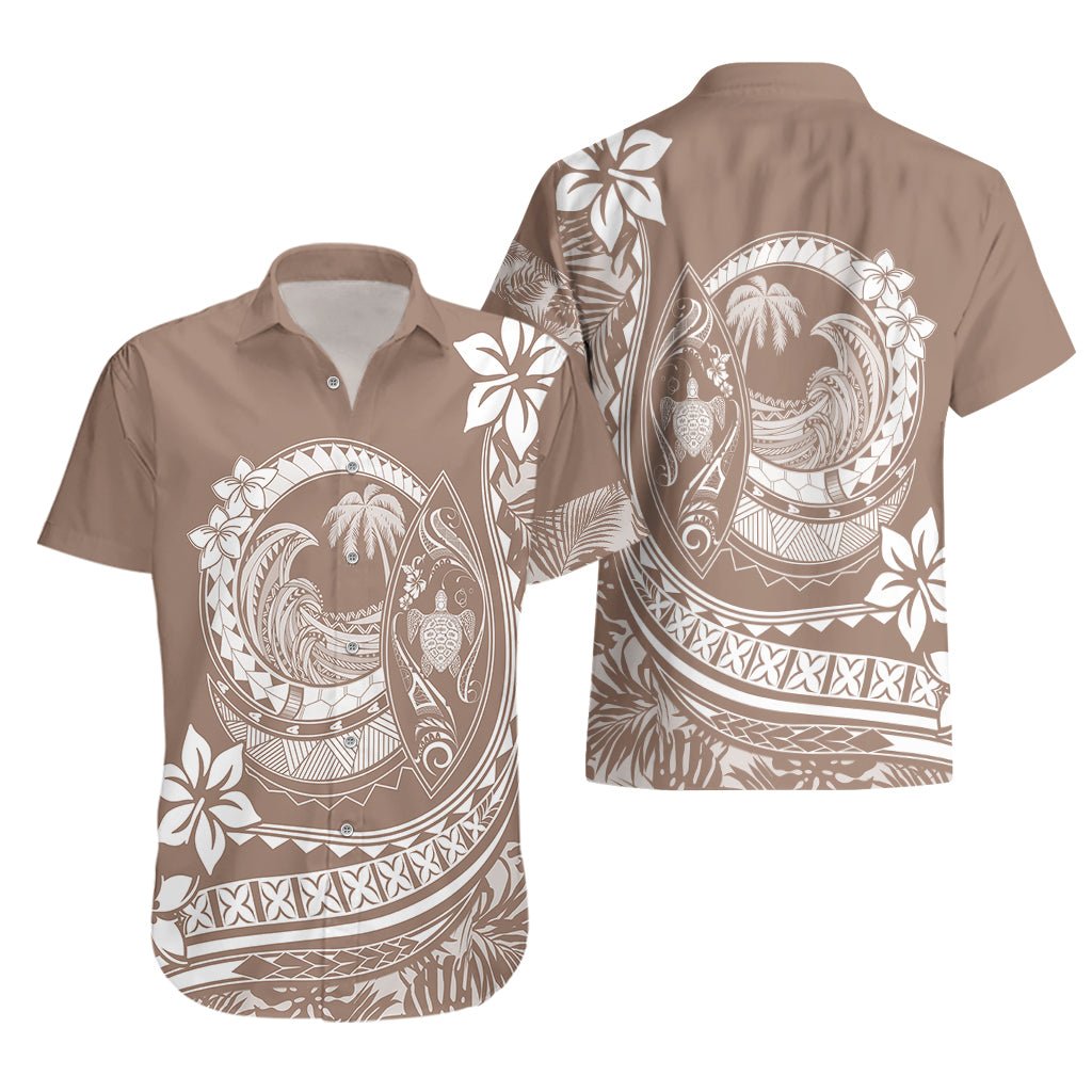 Polynesian Plumeria Hawaiian Shirt Ride The Waves - Beige LT7 - Polynesian Pride