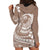 Polynesian Plumeria Hoodie Dress Ride The Waves - Beige LT7 - Polynesian Pride