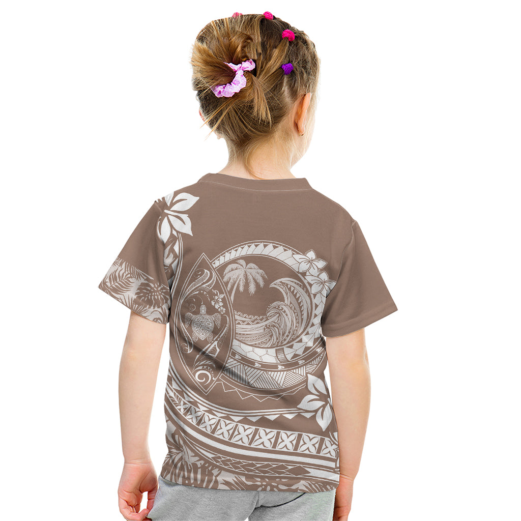 Polynesian Plumeria Kid T Shirt Ride The Waves - Beige LT7 - Polynesian Pride