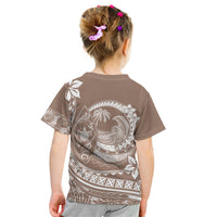 Polynesian Plumeria Kid T Shirt Ride The Waves - Beige LT7 - Polynesian Pride
