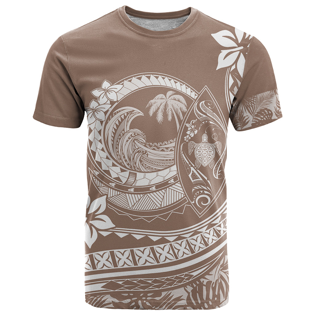 Polynesian Plumeria T Shirt Ride The Waves Beige LT7 Beige - Polynesian Pride