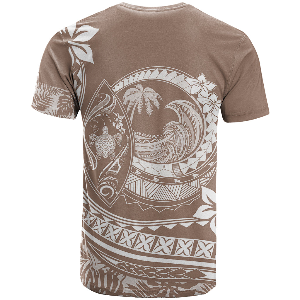 Polynesian Plumeria T Shirt Ride The Waves Beige LT7 - Polynesian Pride