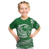 Polynesian Plumeria Kid T Shirt Ride The Waves - Green LT7 Green - Polynesian Pride