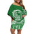 Polynesian Plumeria Off Shoulder Short Dress Ride The Waves - Green LT7 Women Green - Polynesian Pride