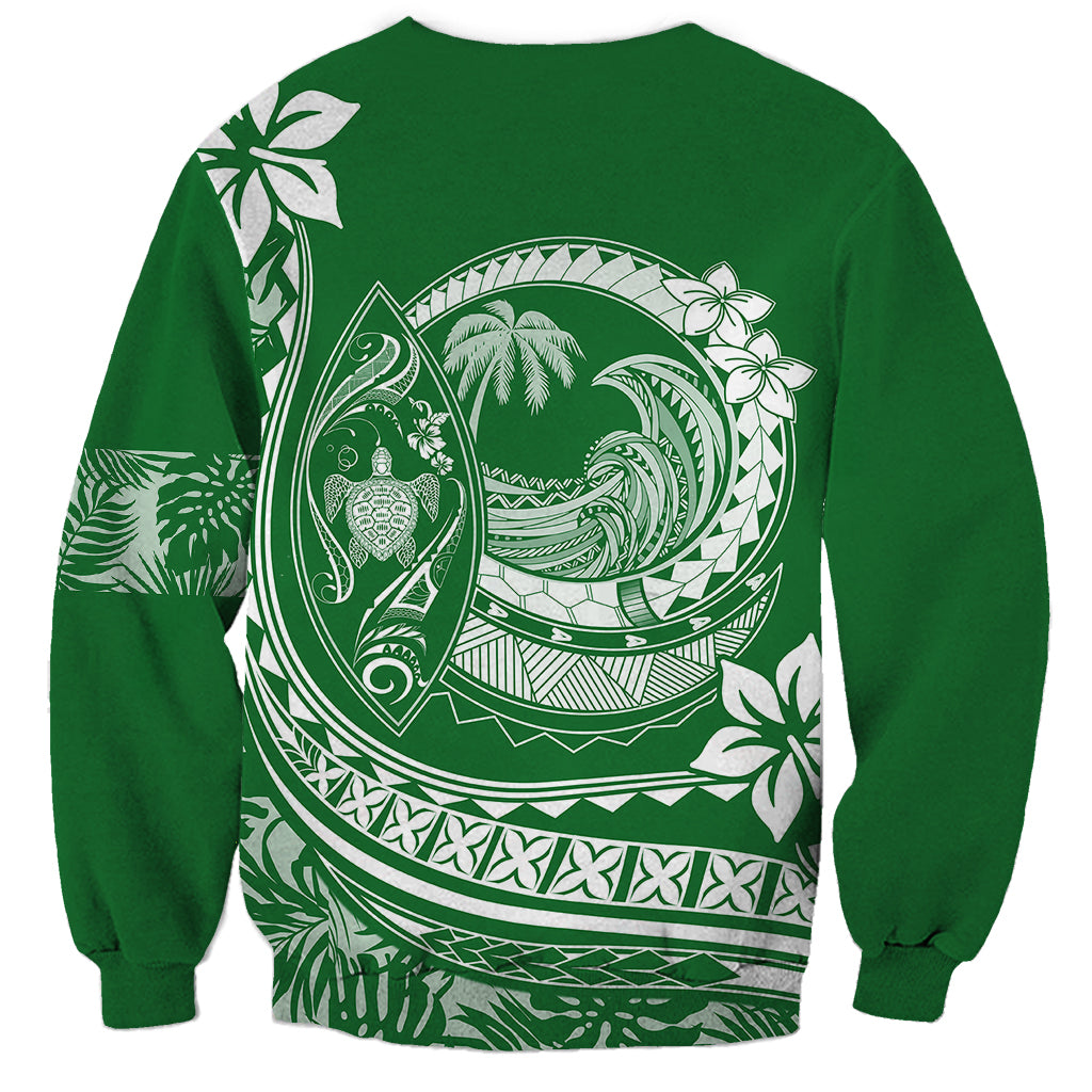 Polynesian Plumeria Sweatshirt Ride The Waves - Green LT7 - Polynesian Pride