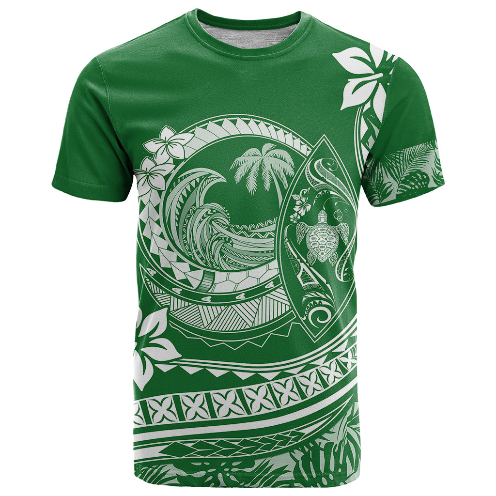 Polynesian Plumeria T Shirt Ride The Waves Green LT7 Green - Polynesian Pride