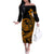 Polynesian Plumeria Off The Shoulder Long Sleeve Dress Ride The Waves - Orange LT7 Women Orange - Polynesian Pride