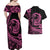 Polynesian Plumeria Couples Matching Off Shoulder Maxi Dress and Hawaiian Shirt Ride The Waves - Pink LT7 - Polynesian Pride