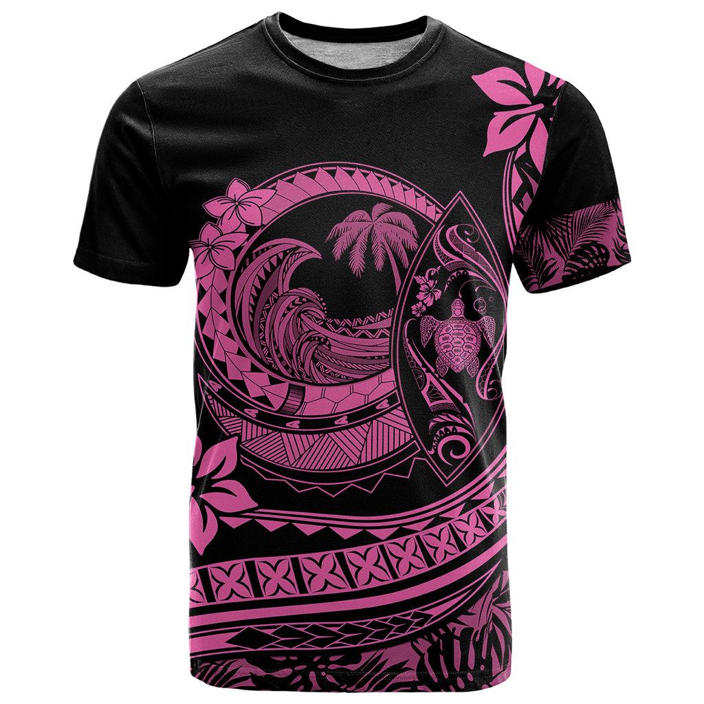 Polynesian Plumeria T Shirt Ride The Waves Pink LT7 Pink - Polynesian Pride