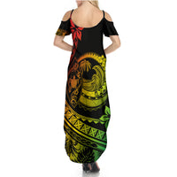 Polynesian Plumeria Summer Maxi Dress Ride The Waves - Reggae LT7 - Polynesian Pride