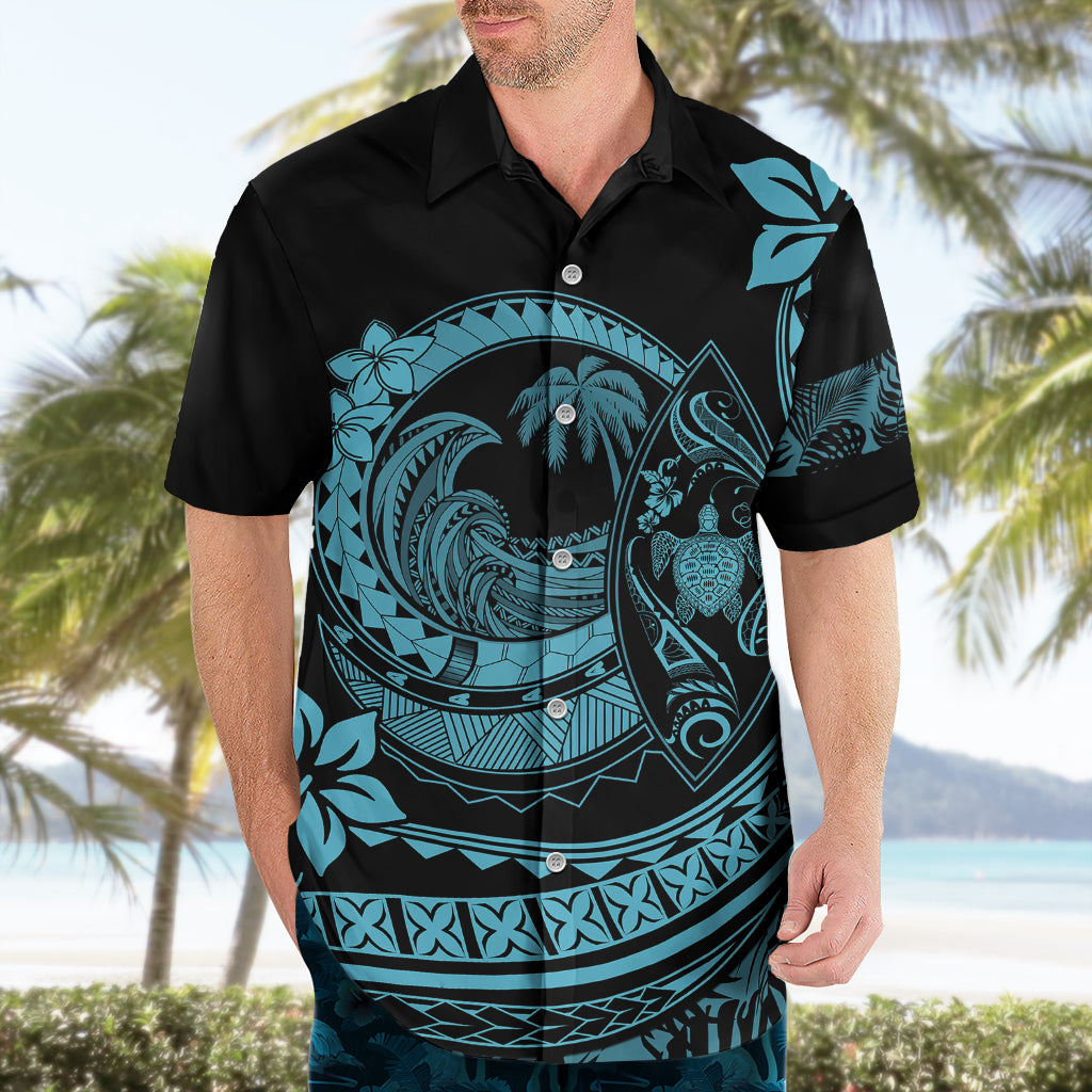 Polynesian Plumeria Hawaiian Shirt Ride The Waves - Turquoise LT7 - Polynesian Pride
