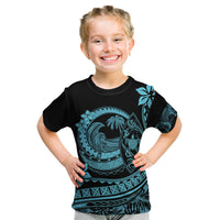 Polynesian Plumeria Kid T Shirt Ride The Waves - Turquoise LT7 Turquoise - Polynesian Pride