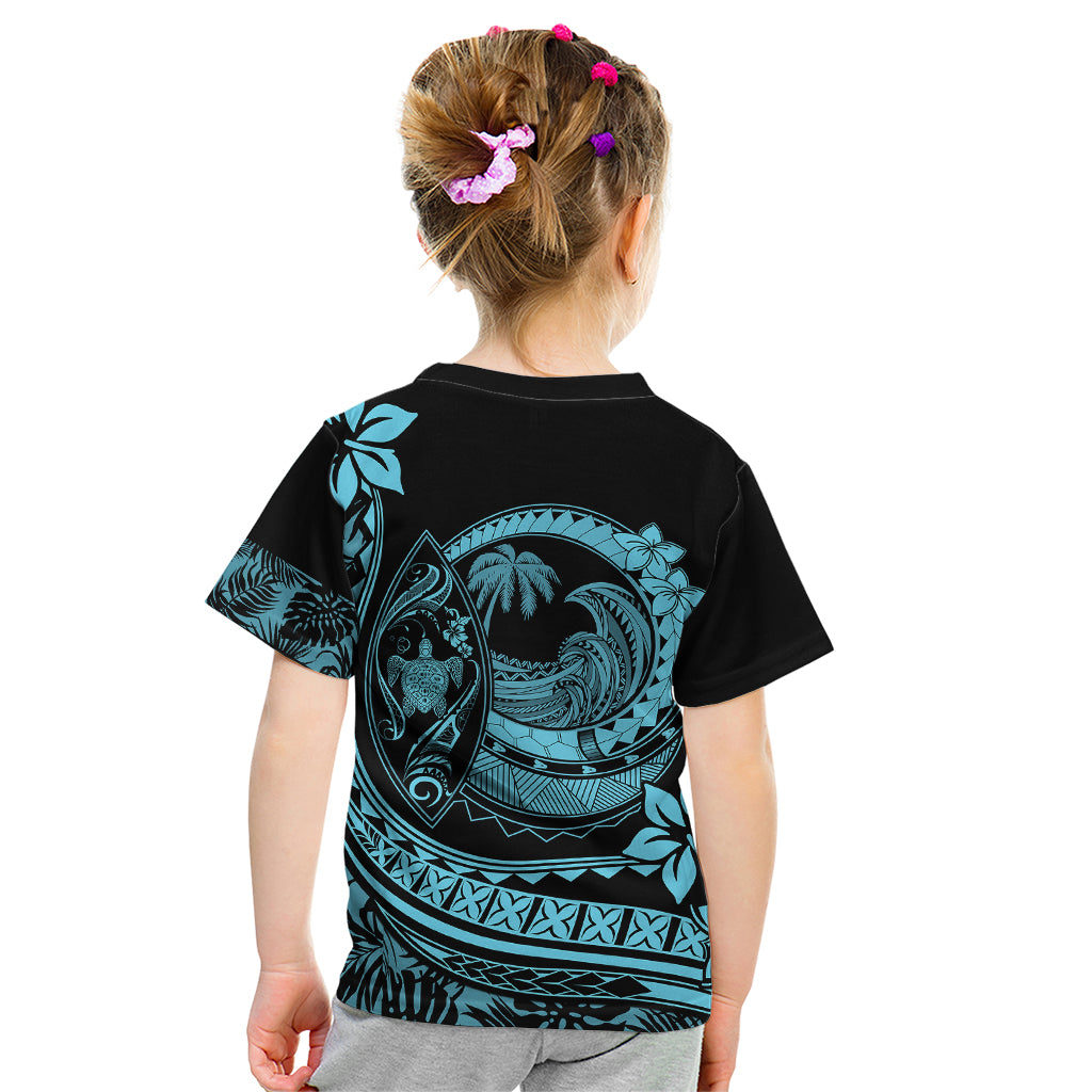 Polynesian Plumeria Kid T Shirt Ride The Waves - Turquoise LT7 - Polynesian Pride