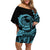 Polynesian Plumeria Off Shoulder Short Dress Ride The Waves - Turquoise LT7 Women Turquoise - Polynesian Pride