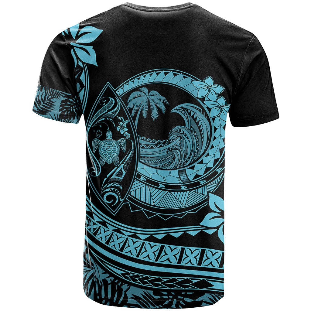 Polynesian Plumeria T Shirt Ride The Waves Turquoise LT7 - Polynesian Pride