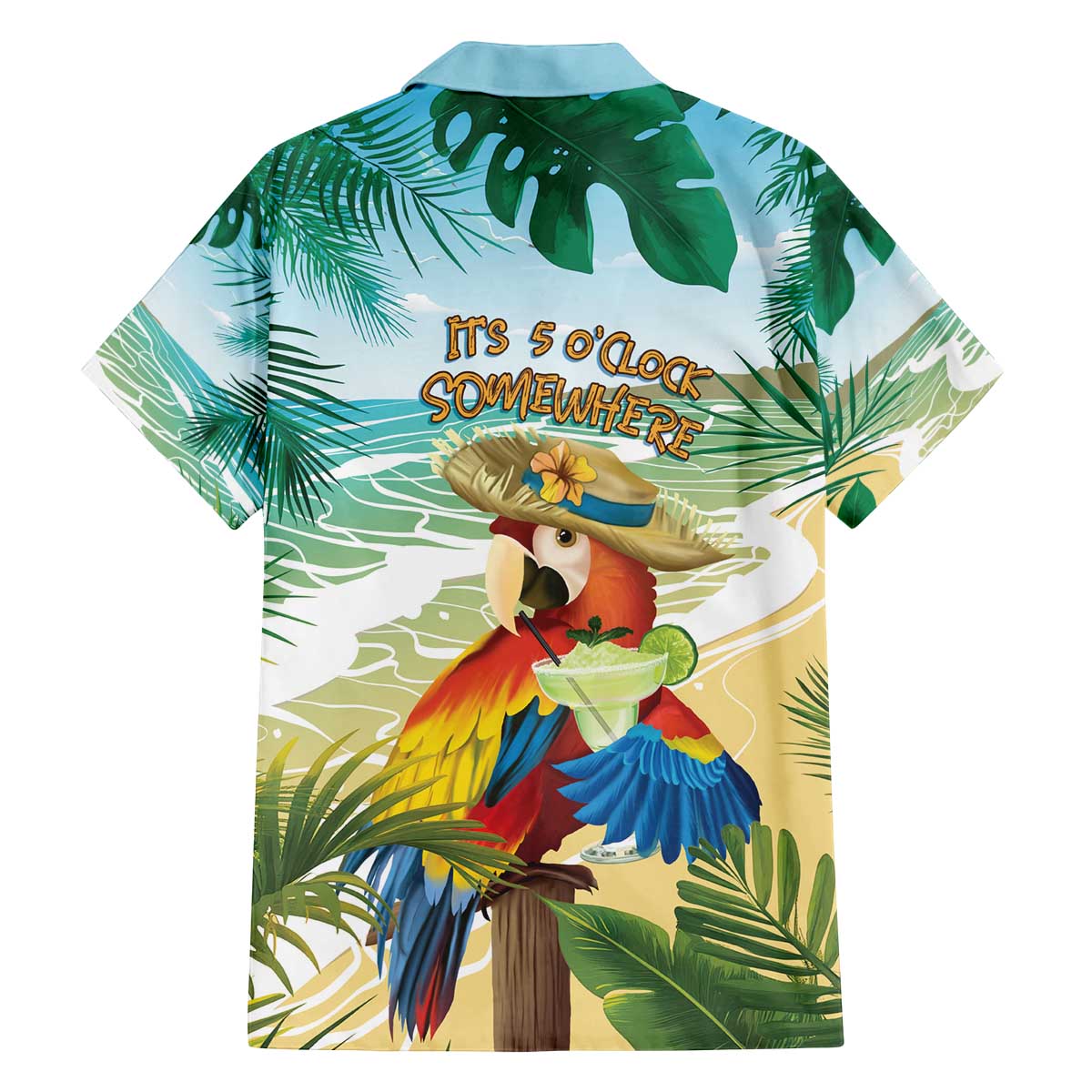 Aloha Hawaii It's 5 o'clock Somewhere Family Matching Off The Shoulder Long Sleeve Dress and Hawaiian Shirt - Polynesian Pride