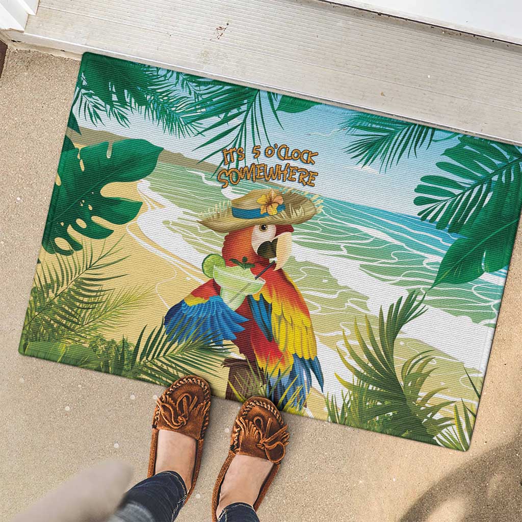 Aloha Hawaii It's 5 o'clock Somewhere Rubber Doormat - Polynesian Pride