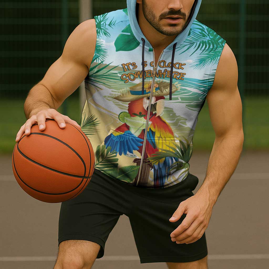 Aloha Hawaii It's 5 o'clock Somewhere Sleeveless Zip Hoodie - Polynesian Pride