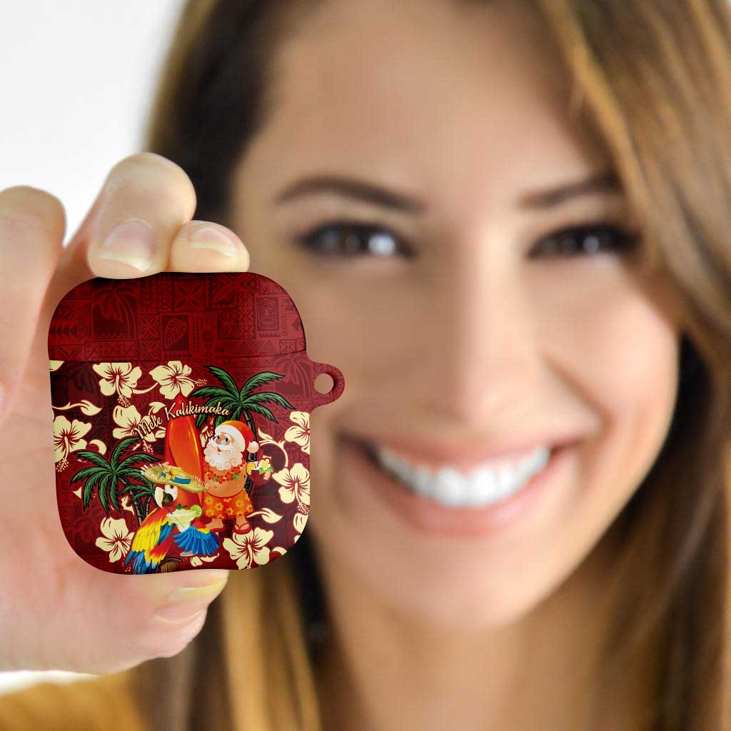 Crimson Red Tropical Christmas Hawaii Tapa AirPods Case Aloha Santa Drink Party - Polynesian Pride