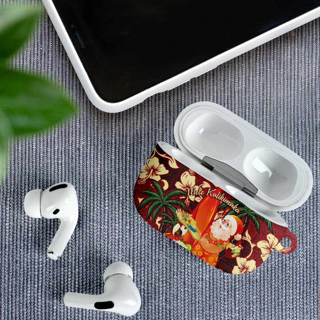 Crimson Red Tropical Christmas Hawaii Tapa AirPods Case Aloha Santa Drink Party - Polynesian Pride