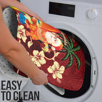 Crimson Red Tropical Christmas Hawaii Tapa Bathroom Set Aloha Santa Drink Party - Polynesian Pride