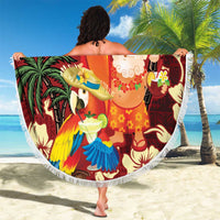 Crimson Red Tropical Christmas Hawaii Tapa Beach Blanket Aloha Santa Drink Party - Polynesian Pride