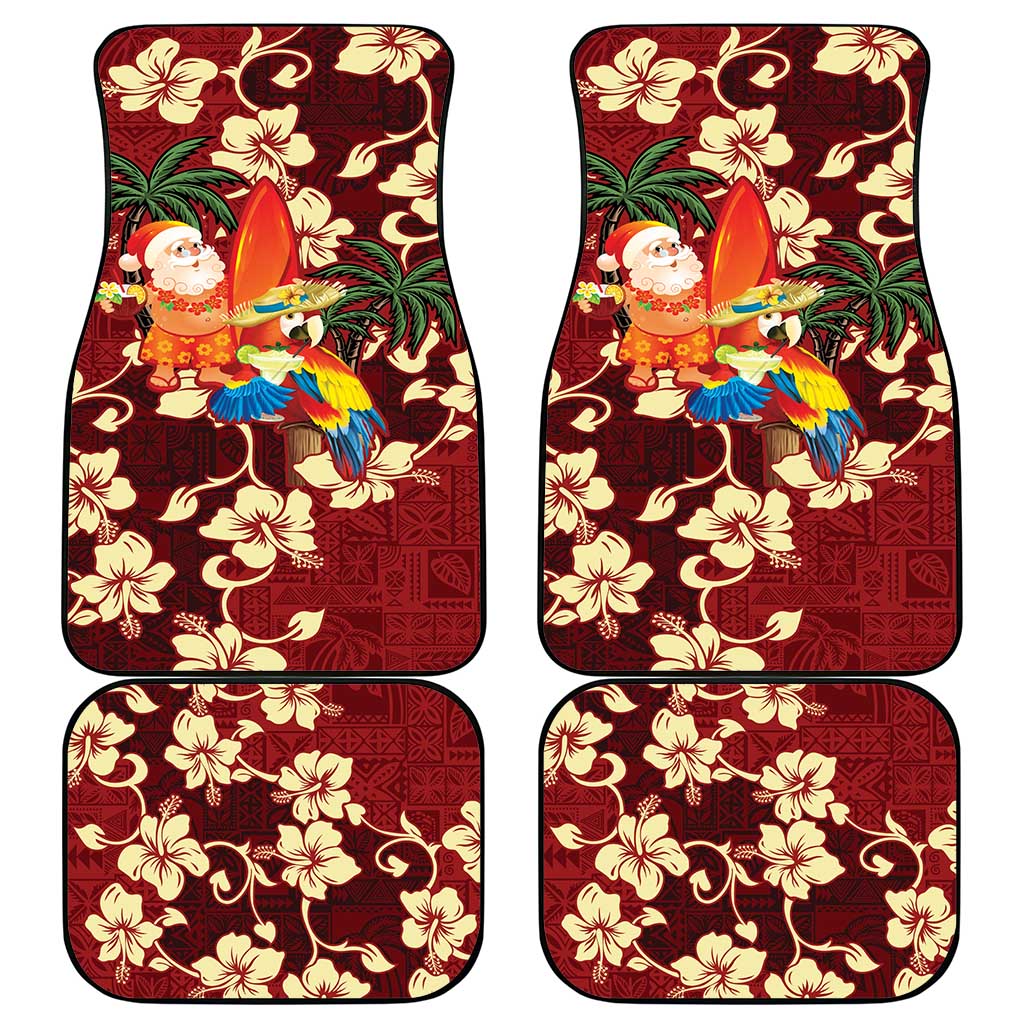 Crimson Red Tropical Christmas Hawaii Tapa Car Mats Aloha Santa Drink Party - Polynesian Pride