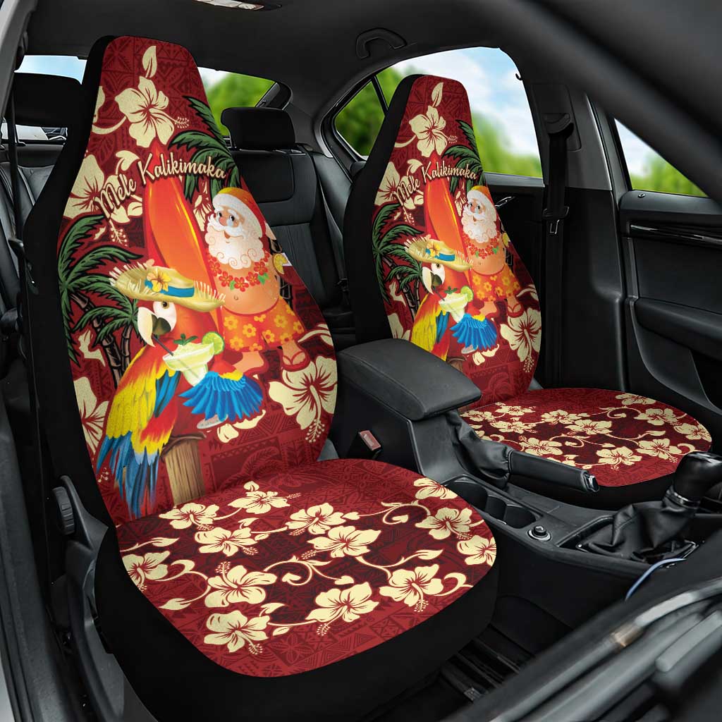 Crimson Red Tropical Christmas Hawaii Tapa Car Seat Cover Aloha Santa Drink Party - Polynesian Pride