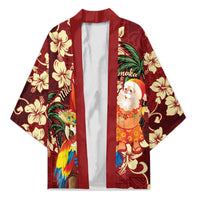 Crimson Red Tropical Christmas Hawaii Tapa Kimono Aloha Santa Drink Party - Polynesian Pride