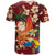 Crimson Red Tropical Christmas Hawaii Tapa T Shirt Aloha Santa Drink Party - Polynesian Pride
