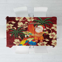 Crimson Red Tropical Christmas Hawaii Tapa Tablecloth Aloha Santa Drink Party - Polynesian Pride