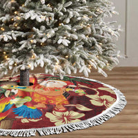 Crimson Red Tropical Christmas Hawaii Tapa Tree Skirt Aloha Santa Drink Party - Polynesian Pride