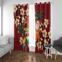 Crimson Red Tropical Christmas Hawaii Tapa Window Curtain Aloha Santa Drink Party - Polynesian Pride