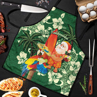 Moss Green Tropical Christmas Hawaii Tapa Apron Aloha Santa Drink Party - Polynesian Pride