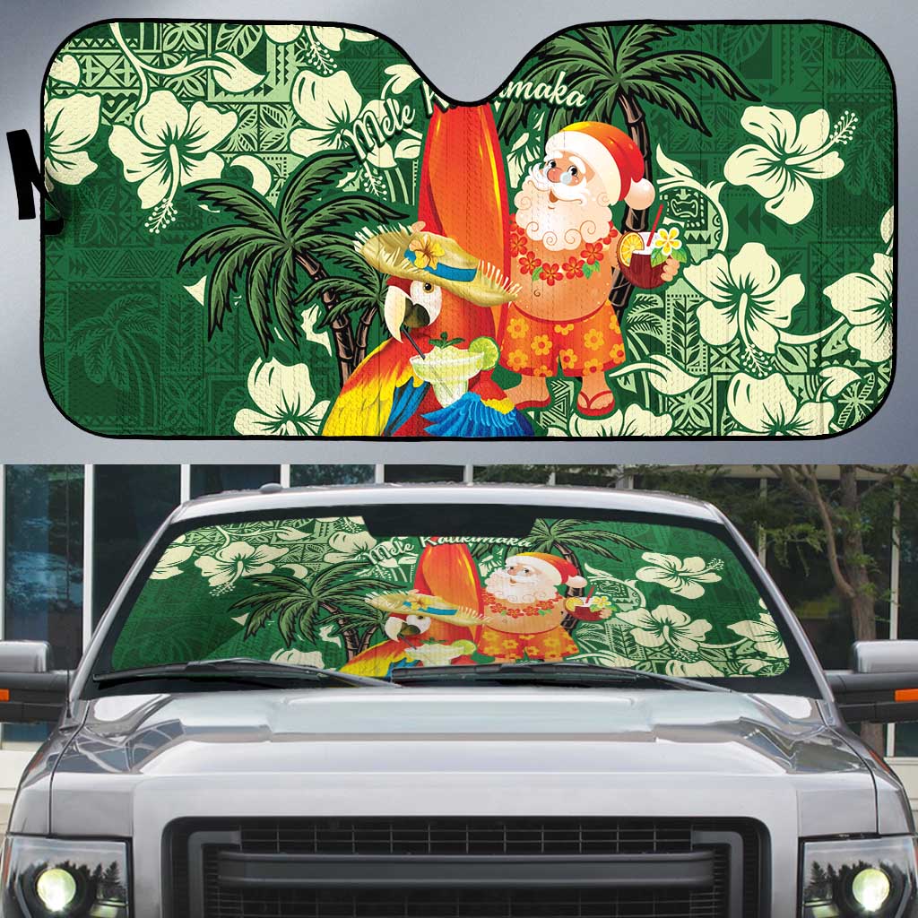 Moss Green Tropical Christmas Hawaii Tapa Auto Sun Shade Aloha Santa Drink Party LT7 Green - Polynesian Pride