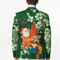 Moss Green Tropical Christmas Hawaii Tapa Blazer Aloha Santa Drink Party - Polynesian Pride