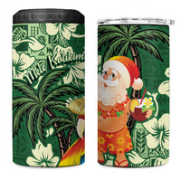 Moss Green Tropical Christmas Hawaii Tapa 4 in 1 Can Cooler Tumbler Aloha Santa Drink Party - Polynesian Pride