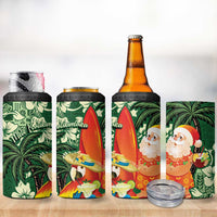 Moss Green Tropical Christmas Hawaii Tapa 4 in 1 Can Cooler Tumbler Aloha Santa Drink Party - Polynesian Pride