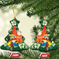 Moss Green Tropical Christmas Hawaii Tapa Ceramic Ornament Aloha Santa Drink Party - Polynesian Pride