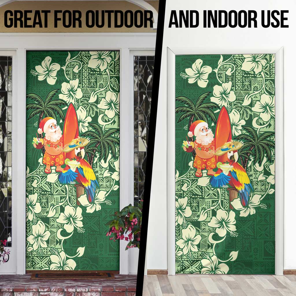 Moss Green Tropical Christmas Hawaii Tapa Door Cover Aloha Santa Drink Party - Polynesian Pride