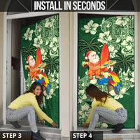 Moss Green Tropical Christmas Hawaii Tapa Door Cover Aloha Santa Drink Party - Polynesian Pride