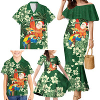 Moss Green Tropical Christmas Hawaii Tapa Family Matching Mermaid Dress and Hawaiian Shirt Aloha Santa Drink Party LT7 - Polynesian Pride