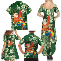 Moss Green Tropical Christmas Hawaii Tapa Family Matching Summer Maxi Dress and Hawaiian Shirt Aloha Santa Drink Party LT7 - Polynesian Pride